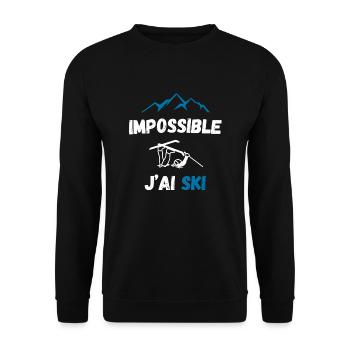 Impossible j'ai ski - Sweat-shirt Unisexe - noir - Devant - Alina (178cm) & Michal (187cm)