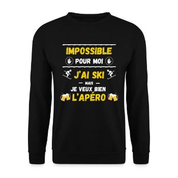 Impossible pour moi, j'ai ski mais apéro - Sweat-shirt Unisexe - noir - Devant - Alina (178cm) & Michal (187cm)