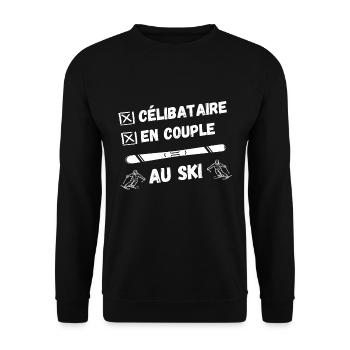 Célibataire, en couple, au ski - Sweat-shirt Unisexe - noir - Devant - Alina (178cm) & Michal (187cm)