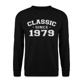 Vintage 1979 Geburtstagsgeschenk 1979 Klassiker - Unisex Pullover - Schwarz - Vorne - Alina (178cm) & Michal (187cm)