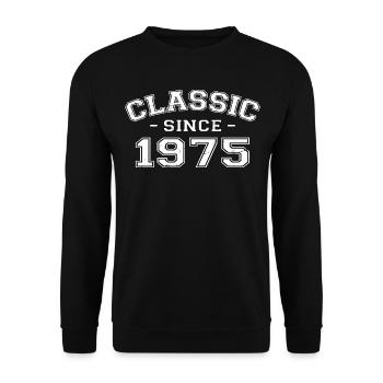 Vintage 1975 Geburtstagsgeschenk 1975 Klassiker - Unisex Pullover - Schwarz - Vorne - Alina (178cm) & Michal (187cm)