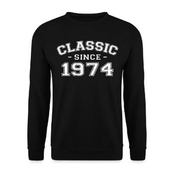Vintage 1974 Geburtstagsgeschenk 1974 Klassiker - Unisex Pullover - Schwarz - Vorne - Alina (178cm) & Michal (187cm)
