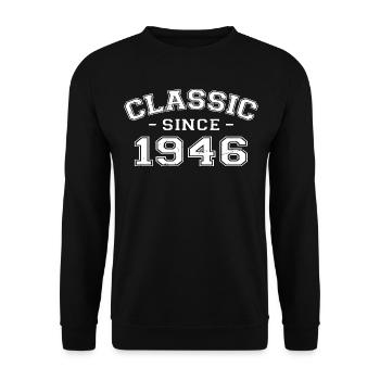 Vintage 1946 Geburtstagsgeschenk 1946 Klassiker - Unisex Pullover - Schwarz - Vorne - Alina (178cm) & Michal (187cm)