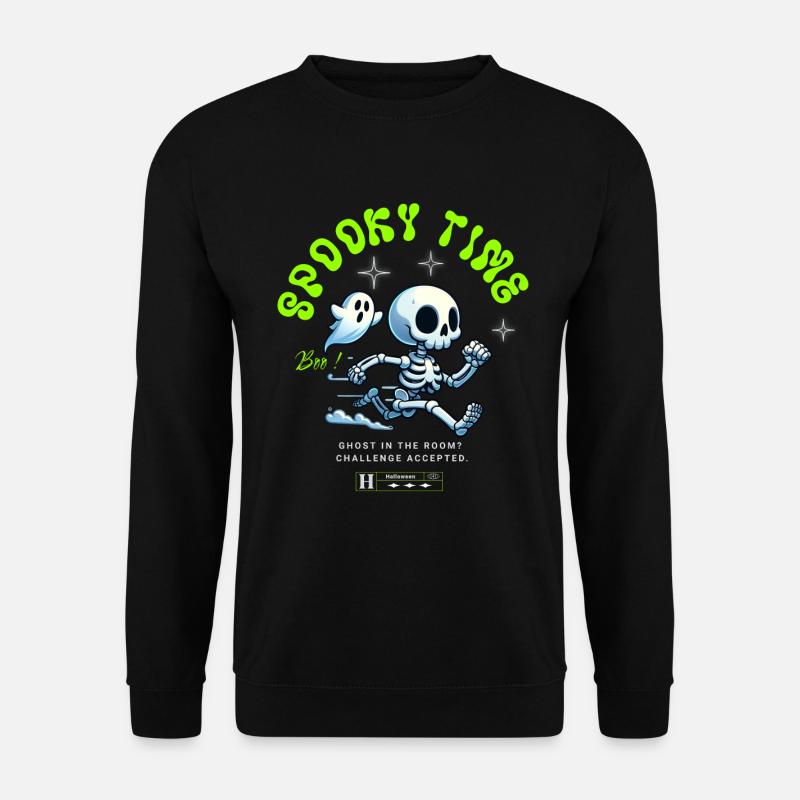 Spooky Time Ghost Skeleton Halloween - Unisex Sweatshirt - black