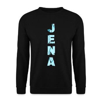 Jena Deutschland Stadt Schrift Skyline Heimat - Unisex Pullover - Schwarz - Vorne - Alina (178cm) & Michal (187cm)