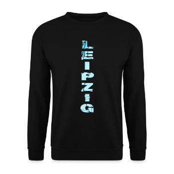 Leipzig Deutschland Stadt Schrift Skyline Heimat - Unisex Pullover - Schwarz - Vorne - Alina (178cm) & Michal (187cm)