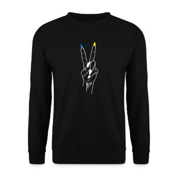 Frieden Ukraine Sieg - Unisex Pullover - Schwarz - Vorne - Alina (178cm) & Michal (187cm)