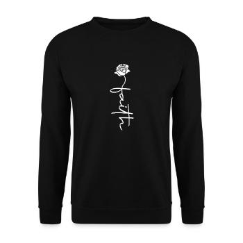Faith Rose - Glaube ist eine Pflanze Rose - Unisex Pullover - Schwarz - Vorne - Alina (178cm) & Michal (187cm)