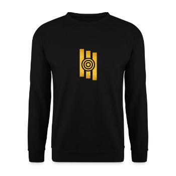 Abstraktes Symbol in Gold - Unisex Pullover - Schwarz - Vorne - Alina (178cm) & Michal (187cm)