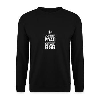 Justitia bgb Anwalt Beruf Spruch Jura Geschenk - Unisex Pullover - Schwarz - Vorne - Alina (178cm) & Michal (187cm)