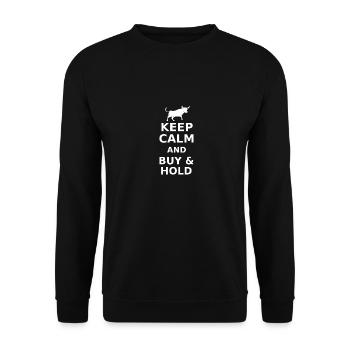 BUY & HOLD white - Unisex Sweatshirt - black - Front - Alina (178cm) & Michal (187cm)