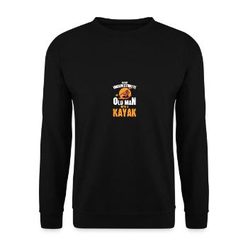 Never Underestimate An Old Man Kajak Paddeln - Unisex Pullover - Schwarz - Vorne - Alina (178cm) & Michal (187cm)