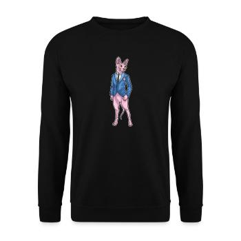 Sphynx Katze Bräutigam Sakko Hochzeit - Unisex Pullover - Schwarz - Vorne - Alina (178cm) & Michal (187cm)