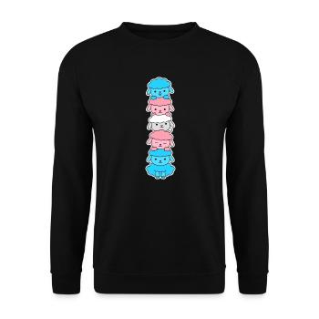 Trans Flagge Schaf Design für Trans Menschen - Unisex Pullover - Schwarz - Vorne - Alina (178cm) & Michal (187cm)