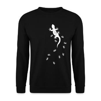 Gecko Salamander Spuren Lustiges Tier - Unisex Pullover - Schwarz - Vorne - Alina (178cm) & Michal (187cm)