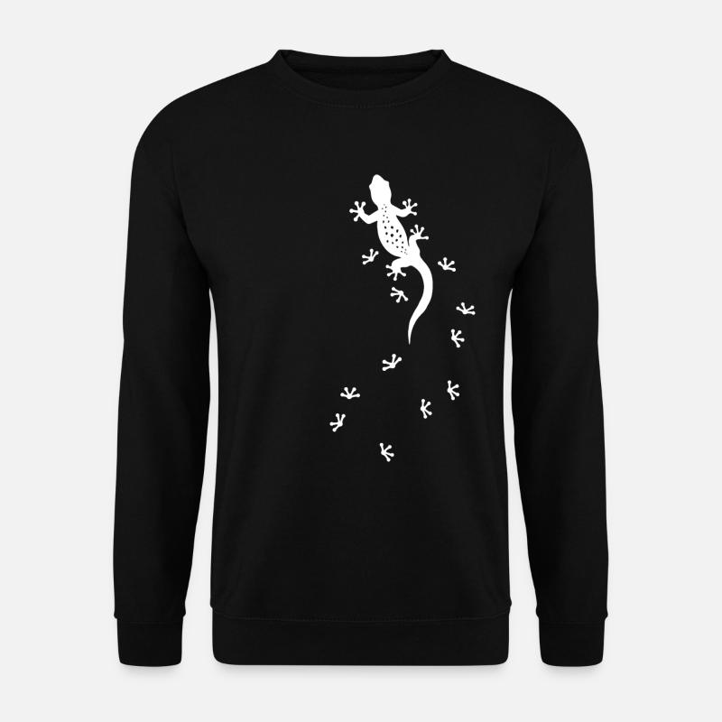 Gecko Salamander Spuren Lustiges Tier - Unisex Pullover - Schwarz