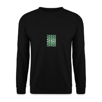 Geschenk für Janek - Unisex Pullover - Schwarz - Vorne - Alina (178cm) & Michal (187cm)