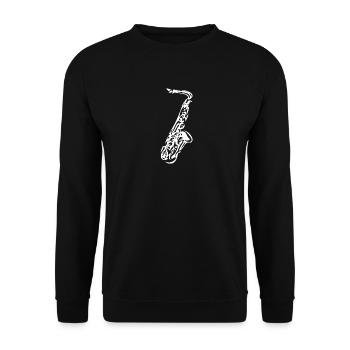 Saxophon - Saxofon ein Holzblasinstrument - Unisex Pullover - Schwarz - Vorne - Alina (178cm) & Michal (187cm)