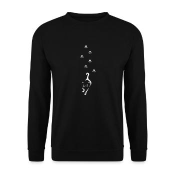 cat with paw print - Unisex Sweatshirt - black - Front - Alina (178cm) & Michal (187cm)