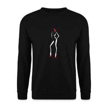 Silhouette Frau Haar Schuhe Rot - Unisex Pullover - Schwarz - Vorne - Alina (178cm) & Michal (187cm)