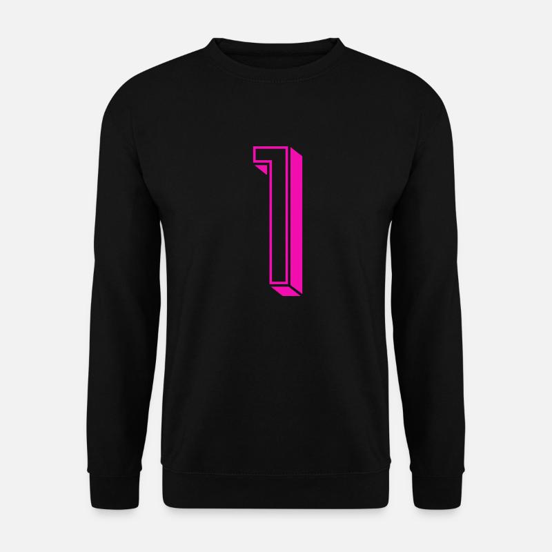 Zahl eins - Nummer 1 pink Mädchen Trikotnummer - Unisex Pullover - Schwarz
