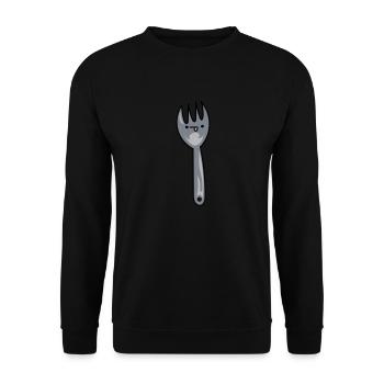 Dessin animé drôle spork avec visage - Sweat-shirt Unisexe - noir - Devant - Alina (178cm) & Michal (187cm)