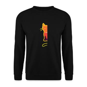 Retro Vintage Wald Retro Katze 80er minimalistisch - Unisex Pullover - Schwarz - Vorne - Alina (178cm) & Michal (187cm)