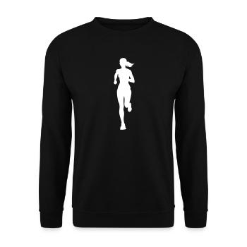 Marathon Runner Woman Running Silhouette - Unisex Sweatshirt - black - Front - Alina (178cm) & Michal (187cm)