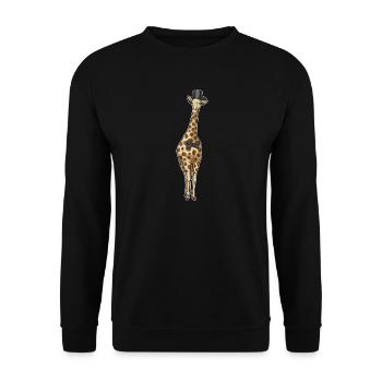 Giraffe Bräutigam Zylinder Hochzeit - Unisex Pullover - Schwarz - Vorne - Alina (178cm) & Michal (187cm)