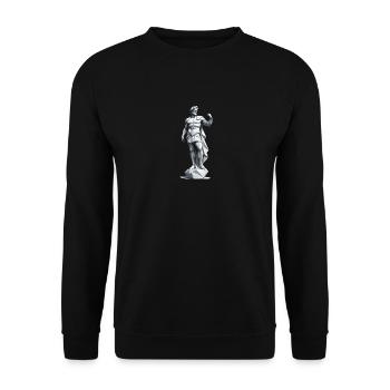 Griechischer Gott - Low Poly Design - Unisex Pullover - Schwarz - Vorne - Alina (178cm) & Michal (187cm)