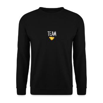 „Team“ Schrift Aufdruck - Unisex Pullover - Schwarz - Vorne - Alina (178cm) & Michal (187cm)