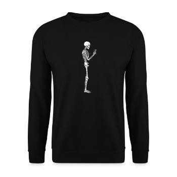 Funny Skeleton with smartphone texting  - Unisex Sweatshirt - black - Front - Alina (178cm) & Michal (187cm)