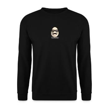 Tamago - Ei mit Sonnebrille und Schnurbart - Unisex Pullover - Schwarz - Vorne - Alina (178cm) & Michal (187cm)