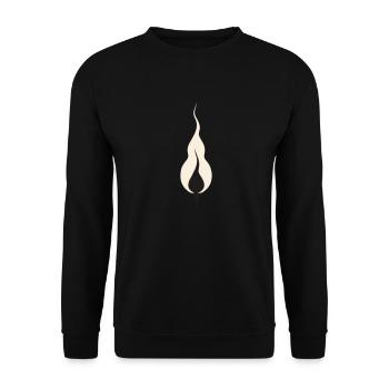 Flammenkuscheliges Flackern - Unisex Pullover - Schwarz - Vorne - Alina (178cm) & Michal (187cm)