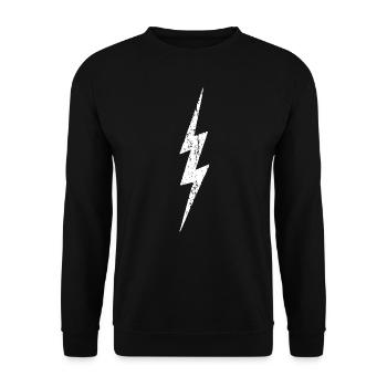 Blitz - Lightning Bolt - distressed - Unisex Pullover - Schwarz - Vorne - Alina (178cm) & Michal (187cm)