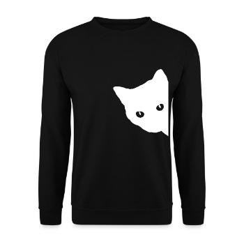 Katze Gesicht Weiß - Unisex Pullover - Schwarz - Vorne - Alina (178cm) & Michal (187cm)