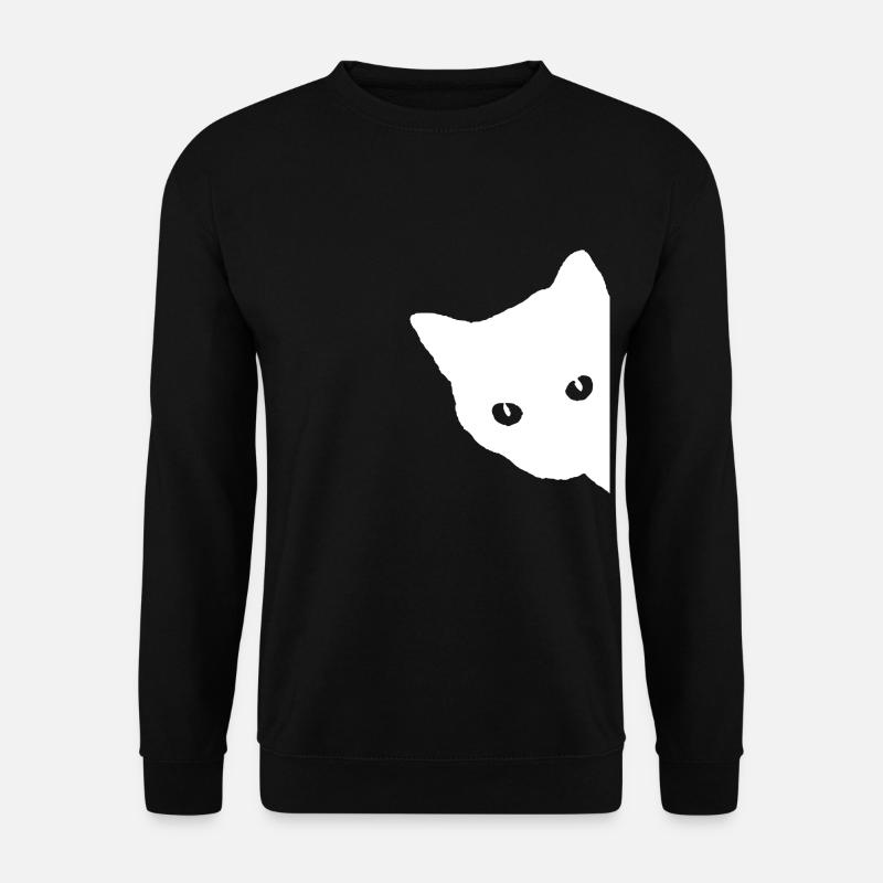Katze Gesicht Weiß - Unisex Pullover - Schwarz