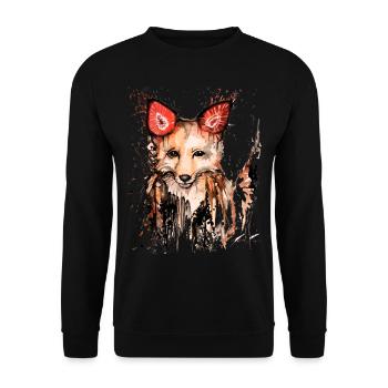David Pucher Art renard fraise - Sweat-shirt Unisexe - noir - Devant - Alina (178cm) & Michal (187cm)