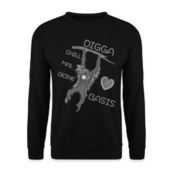 DIGGA CHILL MAL DEINE BASIS - Unisex Pullover - Schwarz - Vorne - Alina (178cm) & Michal (187cm)