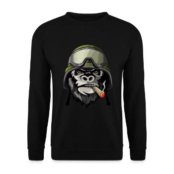 Singe Gorille soldat de cigares soldat soldat cadeau - Sweat-shirt Unisexe - noir - Devant - Alina (178cm) & Michal (187cm)