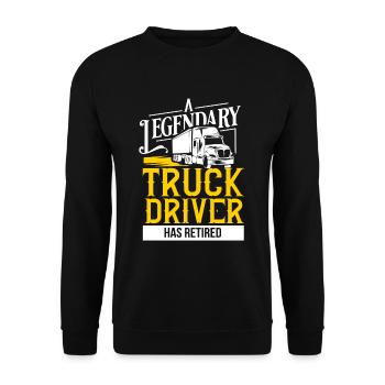 LKW Brummifahrer Leidenschaft Rente Geschenk - Unisex Pullover - Schwarz - Vorne - Alina (178cm) & Michal (187cm)
