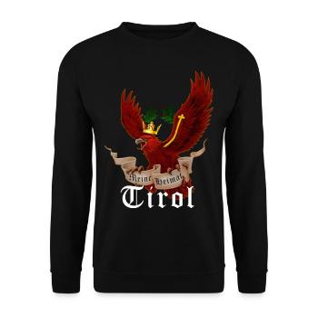Tiroler Adler mit Banner Meine Heimat Tirol - Unisex Pullover - Schwarz - Vorne - Alina (178cm) & Michal (187cm)