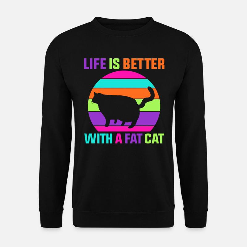 Fette Katze Katzenfreunde - Unisex Pullover - Schwarz