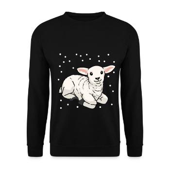 Baby Lamm Schaf Frohe Ostern Schnee Schafe - Unisex Pullover - Schwarz - Vorne - Alina (178cm) & Michal (187cm)