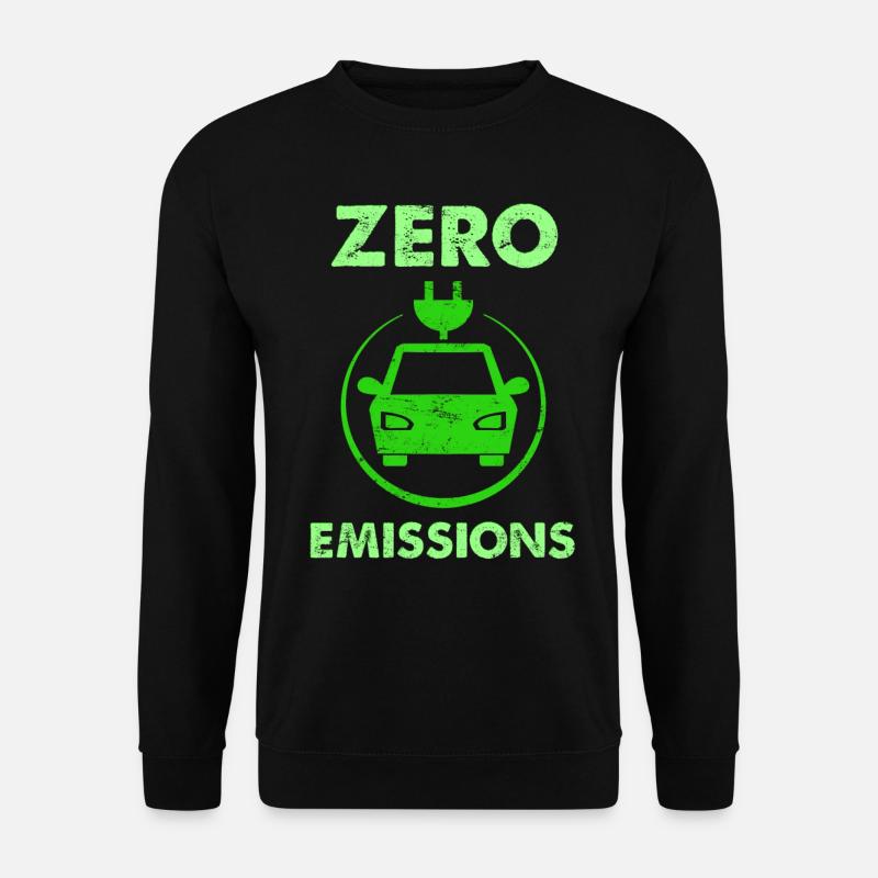 Zero Emissions Lustiges Elektroauto Sprüche Eauto - Unisex Pullover - Schwarz