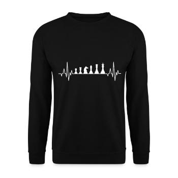Schach Herzschlag - Unisex Pullover - Schwarz - Vorne - Alina (178cm) & Michal (187cm)