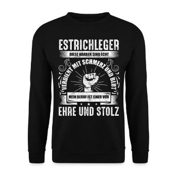 Estrichleger witzige Sprüche Geschenkidee - Unisex Pullover - Schwarz - Vorne - Alina (178cm) & Michal (187cm)