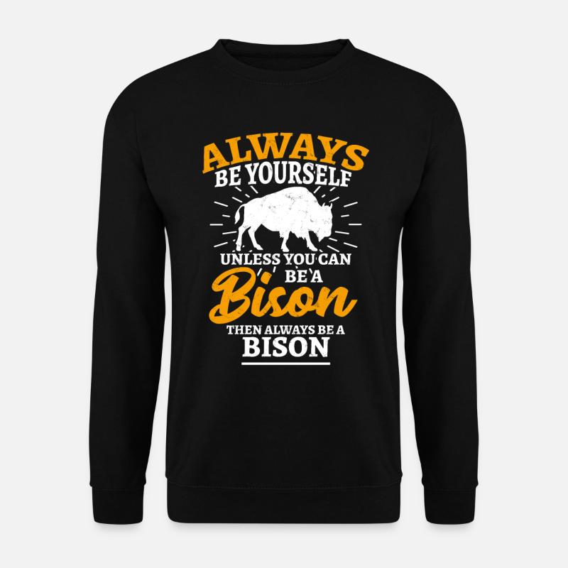 Lustige Bison American Buffalo Sprüche Silhouette - Unisex Pullover - Schwarz