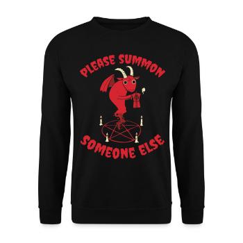 Please Summon Someone Else - Satan Luzifer Teufel - Unisex Pullover - Schwarz - Vorne - Alina (178cm) & Michal (187cm)
