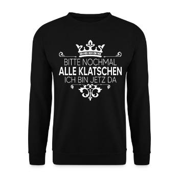 sprüche meme legendary boss legende queen king - Unisex Pullover - Schwarz - Vorne - Alina (178cm) & Michal (187cm)